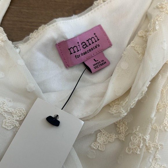 Francesca's Dress Womens Large White Embroidered Long Sleeve Boho Mini V Neck - Picture 8 of 9